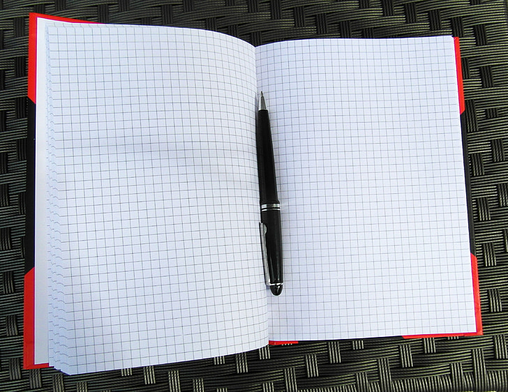 Notebook, notities, zwart, Open, pen
