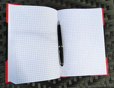 Notebook, Notas, negro, abrir, pluma