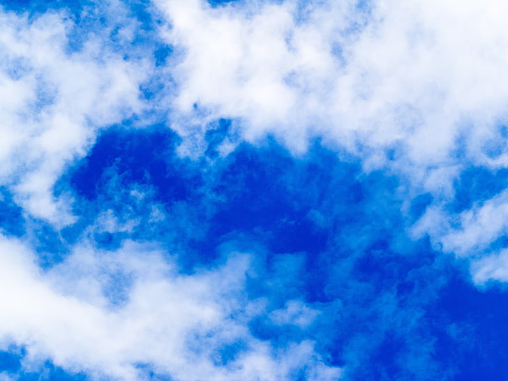 cel, núvols, blau, blanc, forma núvols