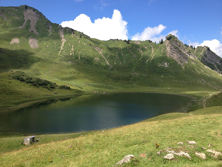 lac, france, water, lake, landscape, nature, alps