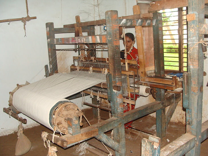 khadi, kain kasar, garag, India, tenun, benang membuat, desa industri