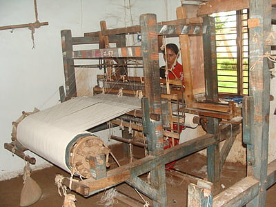 khadi, hrubej tkaniny, garag, India, tkanie, výroba priadze, obec priemysel