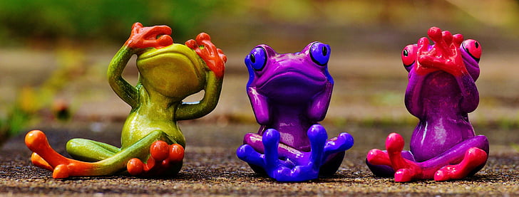 frogs, not see, not hear, do not speak, funny, cute, figures