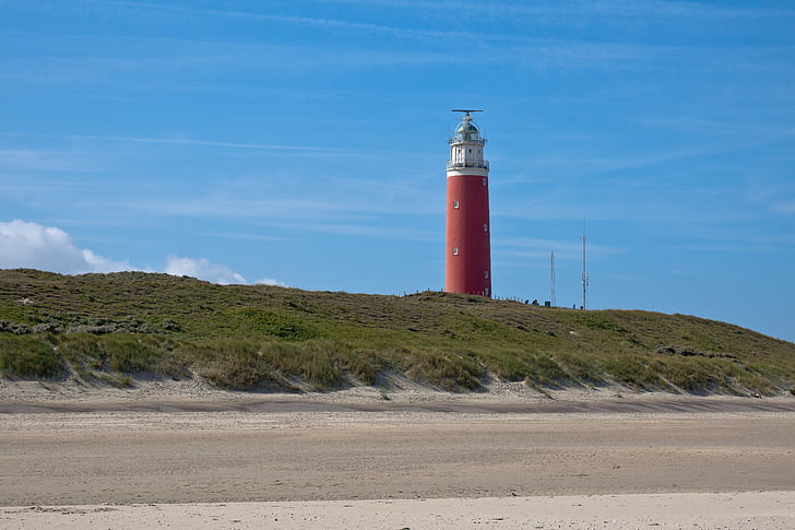 Latarnia morska, trawa, wydmy, wiatr, żeglugi morskiej, Texel, Holandia