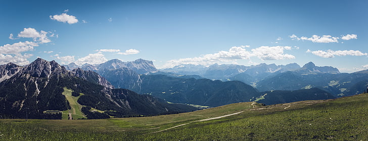 alps, clouds, grass, highlands, idyllic, landscape, mountain peak