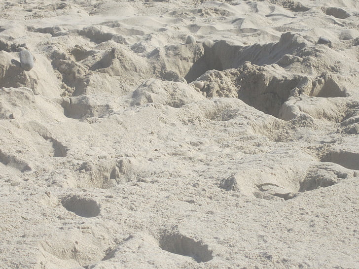 pijesak, otisci stopala, plaža