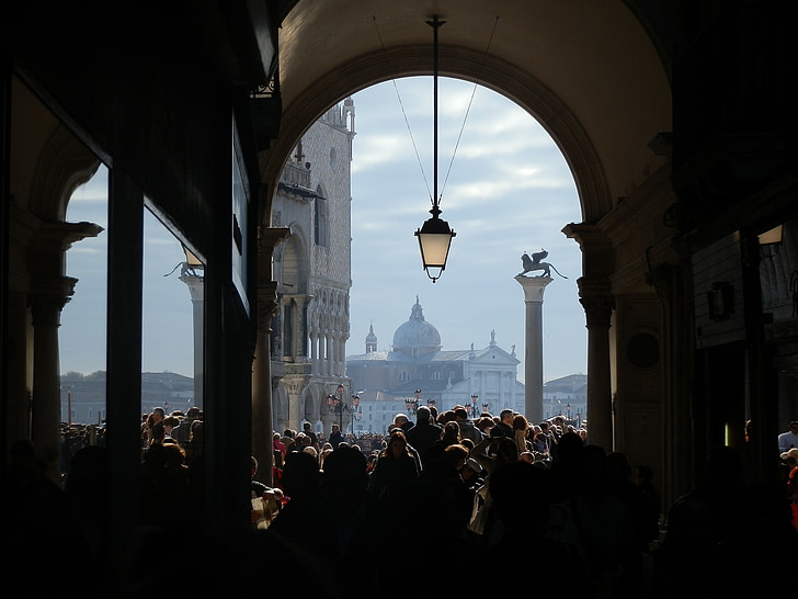 Velence, templom, Szent Márk tér, a San giorgio maggiore, dóm, építészet, az emberek