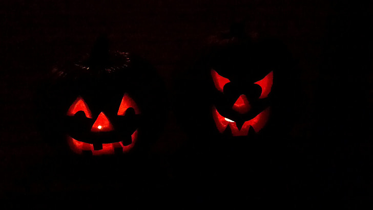 Jack-o-lantaarns, pompoen, Halloween, Val, pompoenen, oktober, eng