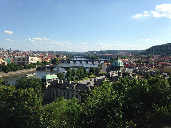 Praha, Jembatan, Vltava, Sungai, pemandangan kota, Eropa, arsitektur