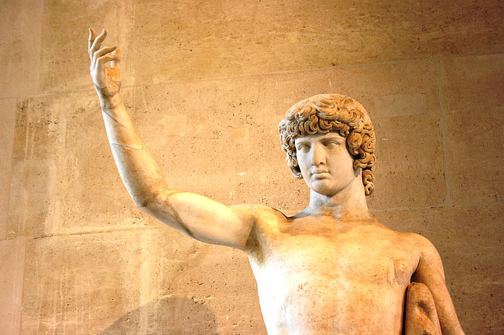 antinoo, escultura, mármore, Louvre, Museu