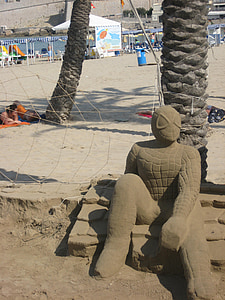 człowiek, Plaża, piasek, portret