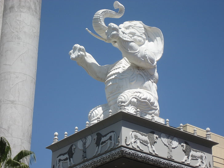 richement sculpté, éléphant, statue de, Hollywood, Highland center, Los angeles