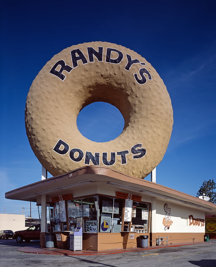 donut, doughnut, randy's donuts, shop, music, bakery, usa