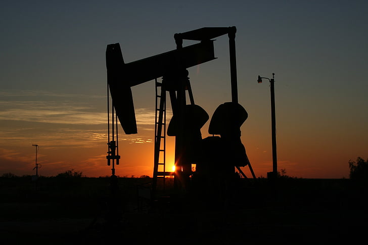 minyak, Monahans, Texas, matahari terbenam, texas Barat, sillhouette, langit