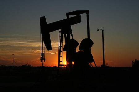 aceite, Monahans, Texas, puesta de sol, oeste de texas, Sillhouette, cielo