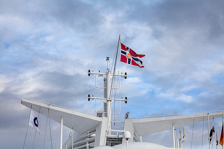 Norsko, vlajka, loď, trajekt, Baltské moře, Kiel, Oslo
