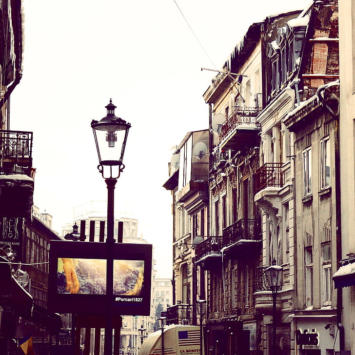 rua, fachada, Bucareste, histórico, sem studio inspiração