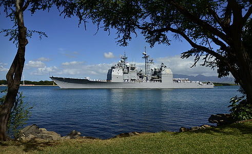 Hawaii, fartyg, slagskepp, marinen, militära, Bay, hamnen