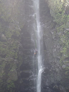 waterfall, rapel, rope, extreme, canyon, recreational, rappelling