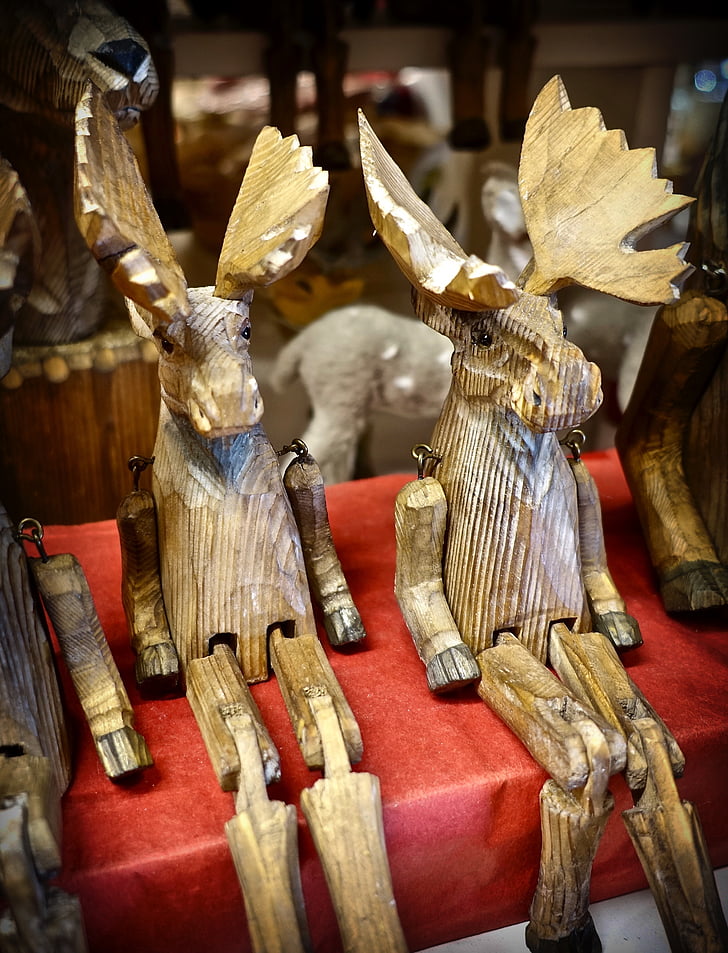 carving, moose, wooden, decoration, handicraft