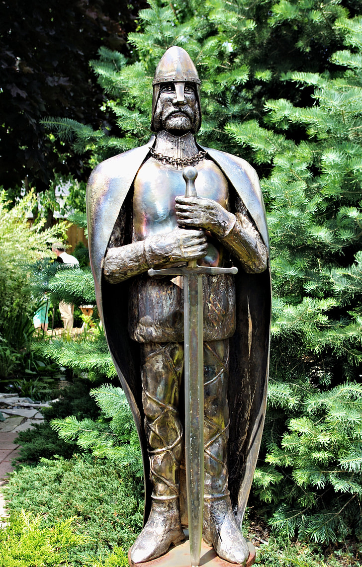 Knight, Crusader, krigare, metall staty, Kanada