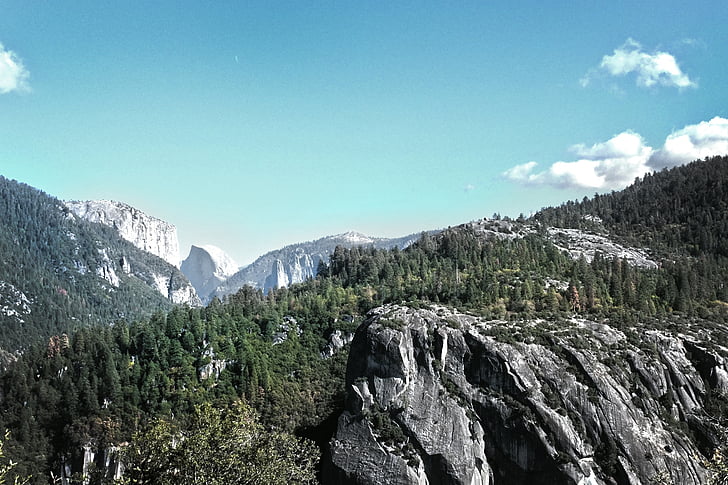 пейзаж, националните, парк, Йосемити, САЩ, известни, половината купол