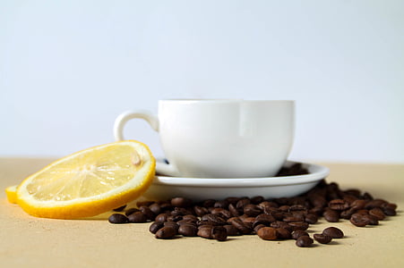 bönor, Café, kaffe, Cup, espresso, heta, citron