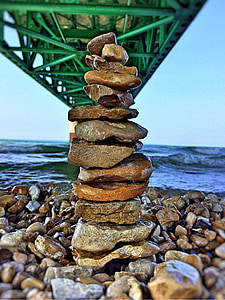 Mackinaw, puente, piedras, balance