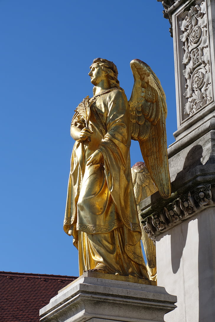 Angel, guld, religion, vinger, åndelige, statue, berømte sted