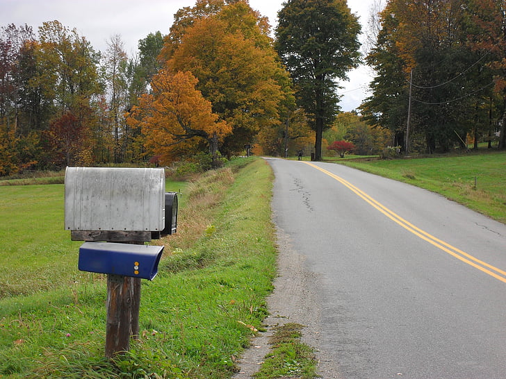 buzón de correo, rural, correo, Letras, escena, naturaleza, carretera