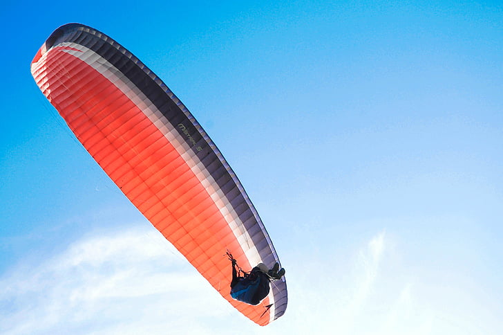 paragliding, obloha, vítr, sport, létání, modrá, den