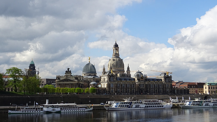 Dresden, Frauenkirche, terraço de brühlova, Terrassenufer, Altstadt, Alemanha, história