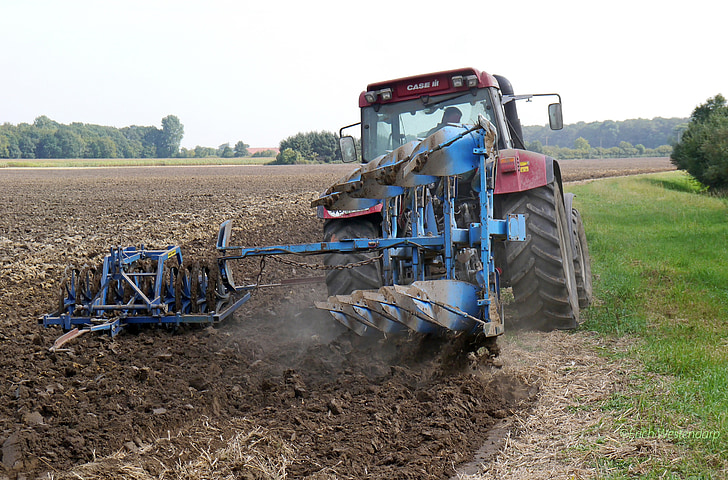 plow, tractors, münsterland, agriculture, kombi plow, flat land, flat