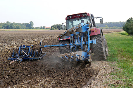 arado de, tractores, Münsterland, agricultura, arado de Kombi, tierra plana, plano