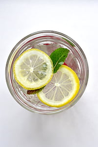 drink, sommer, citron, mynte, frisk, vand, hjemmelavet limonade