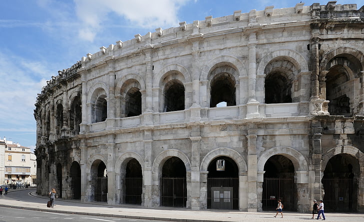 Anfiteatro, Nimes, França, Roman, antiga, Arena, Languedoc-roussillon