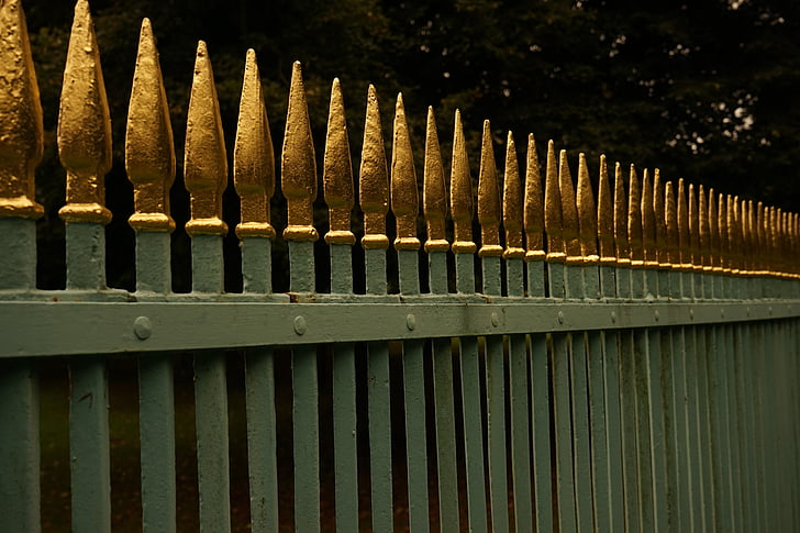 ограда, Чудесно, злато, затвори, граница, желязо, метал