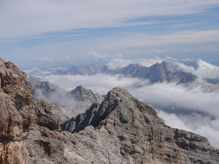 nuvens, Cimeira, rocha, Allgäu, férias, caminhadas, Garmisch