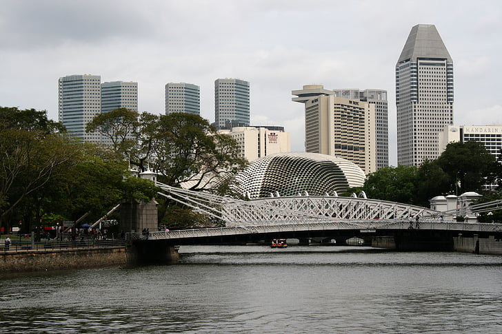 siluets, Singapūra, piesaiste, ēka, Debesskrāpis