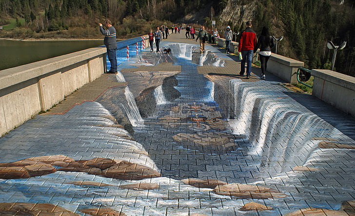 painting, commercial painting, street painting, picture, people, czorsztyn reservoir, niedzica dam