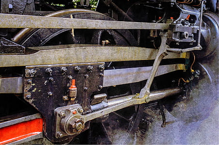 vapor, barras de conexión, locomotora de vapor, en coche, tecnología, ferrocarril de, vinculación