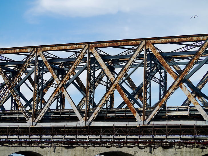 geležinkelio tiltas, plieno, geležies, nerūdijančio plieno, pramonės, Genuja, Italija