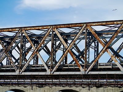 railway bridge, steel, iron, stainless, industry, genoa, italy