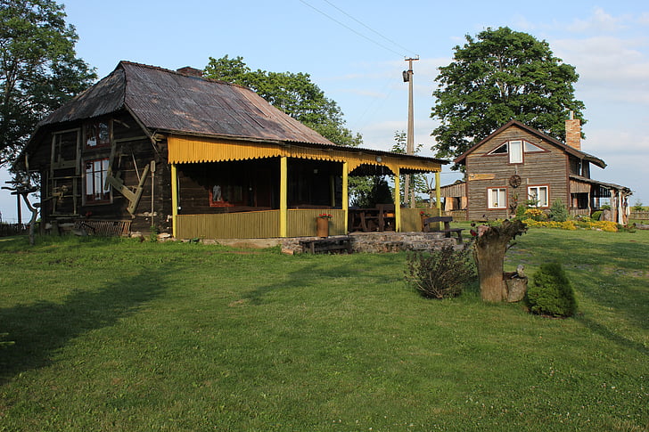 casa de campo decorativa, casa de madeira, muito, Lituânia, lado do país, carruagem
