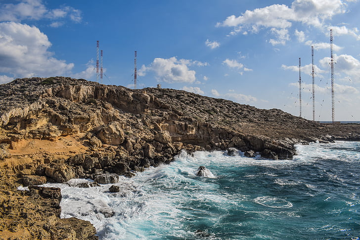cyprus, cavo greko, landscape, rock, sea, coastline, cliff