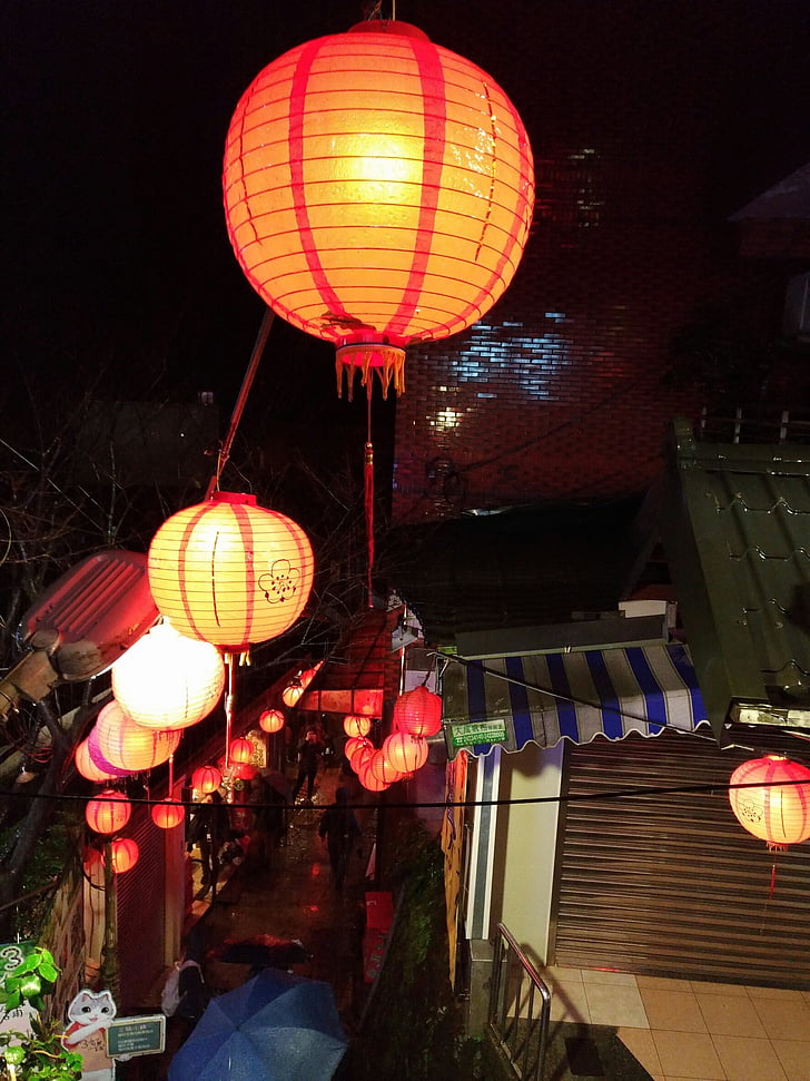 à noite, rua, lanterna, estrada, Ásia, cultura chinesa, culturas