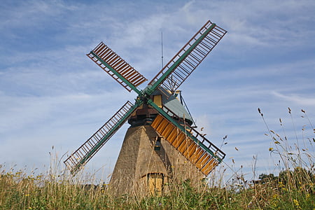 Mill, vindmølle, Amrum, vind, Nordsjøen, Sommer