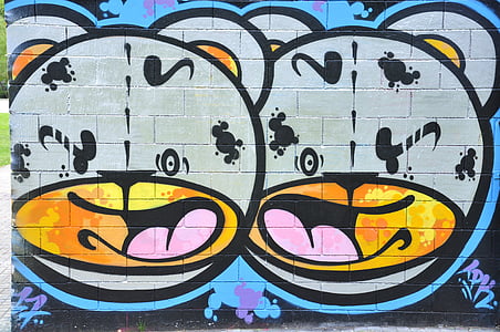 graffiti, medvědi, zeď