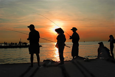 fishing, dusk, dawn, travel, sunset, sunrise, sea