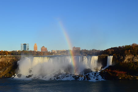 american falls, rainbow, waterfalls, water, landscape, wilderness, scenery